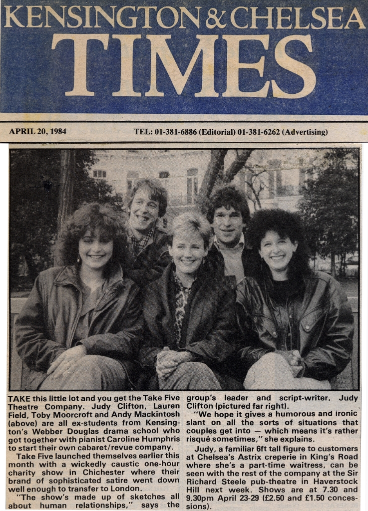 19840420 TAKE FIVE THEATRE COMPANY WEBBER DOUGLAS JUDY CLIFTON Friend of CAL KCT.jpg